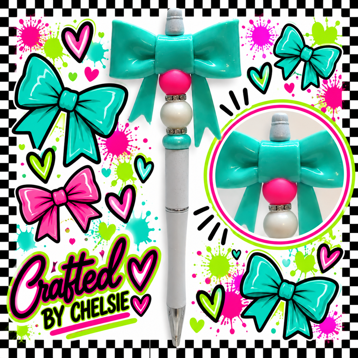 Turquoise Bow Pen